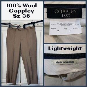 Coppley Pants Men 36R Beige 100% Wool Dressy Lightweight Business Party Wedding‎